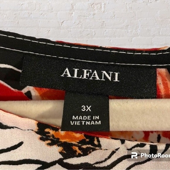 Alfani Black Red Floral Print Blouse Women’s 3X Long Sleeve Split Cuff Top - Picture 9 of 12